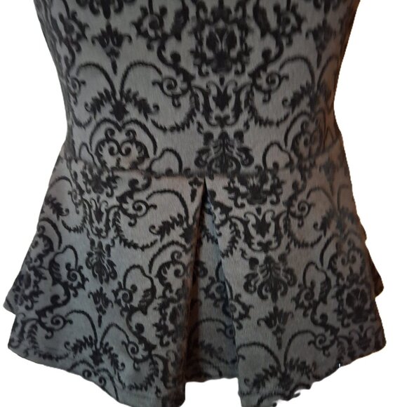 Holiday Party Burnout Velvet Flocked Peplum Corset Cap Sleeves Size M Sweetheart - Picture 13 of 16